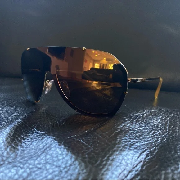 Dolce & Gabbana Gold 37mm Shield Sunglasses DG 2162 02/F9  display picture 2